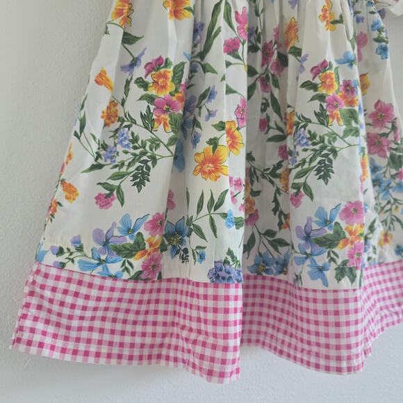Vintage Rachel's Kids Girls Dress Size 8 Floral Gingham Pink Cottage Romantic - Picture 3 of 9